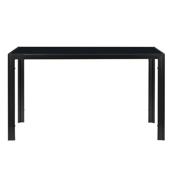  6人座 桌腿框架一体 方形桌腿 餐桌 钢化玻璃铁管 黑色 133*70*75cm N201（替换编码：21491449）-2