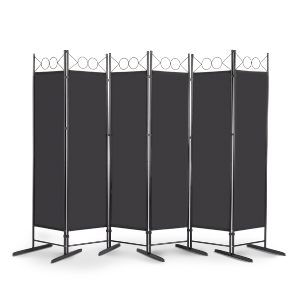 5.74FT 黑色 六折顶部带造型 160g涤纶布 塑料脚 碳素钢边框 可折叠 屏风-2