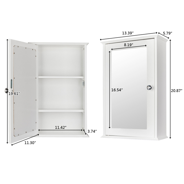  白色 油漆面密度板 单镜门 浴室壁柜 N201-10