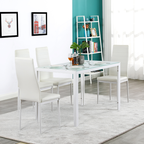  4人座桌腿框架一体 钢化玻璃铁管 方形桌腿 餐桌 白色 120*70*75cm N201（替换编码：76168358）-11