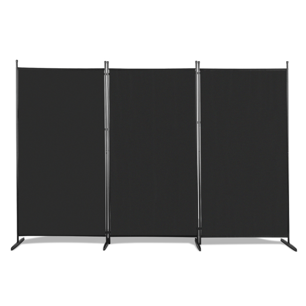  6FT 黑色 三折 130g涤纶布 塑料脚 碳素钢边框 可折叠 屏风 英国-1