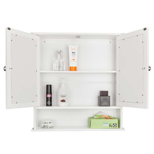  白色 油漆面密度板 双镜门 浴室壁柜 N201-12