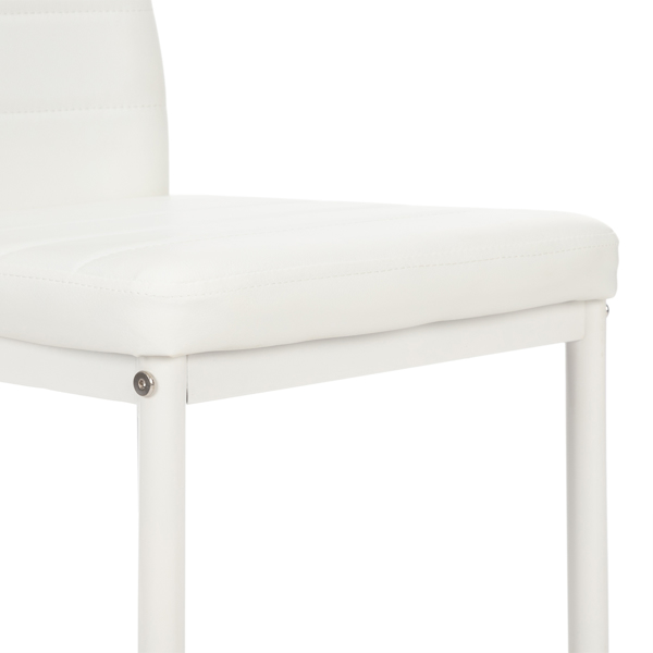4pcs 高靠背横线餐椅 白色 + 简易餐桌玻璃桌面120*70*75CM 白色 餐桌椅套装（替换编码：76402543）-11