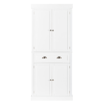  竖纹 油漆面密度板 白色 上下双开门 中间单抽 木制衣柜 N201