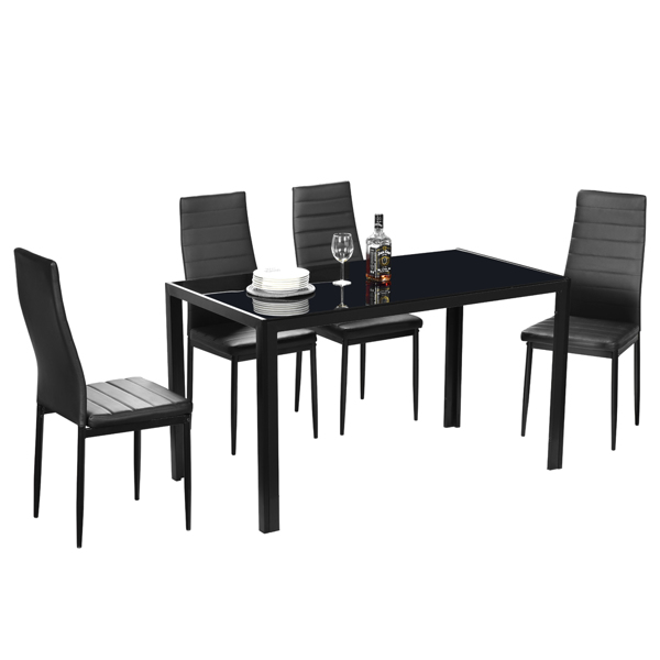  6人座 桌腿框架一体 方形桌腿 餐桌 钢化玻璃铁管 黑色 133*70*75cm N201（替换编码：21491449）-25