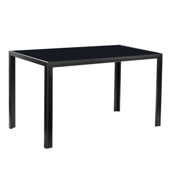  6人座 桌腿框架一体 方形桌腿 餐桌 钢化玻璃铁管 黑色 133*70*75cm N201（替换编码：21491449）