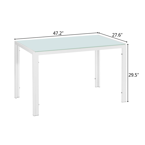  4人座桌腿框架一体 钢化玻璃铁管 方形桌腿 餐桌 白色 120*70*75cm N201（替换编码：76168358）-3