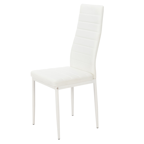 4pcs 高靠背横线餐椅 白色 + 简易餐桌玻璃桌面120*70*75CM 白色 餐桌椅套装（替换编码：76402543）-19