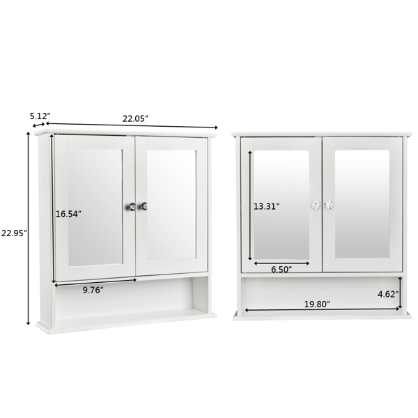  白色 油漆面密度板 双镜门 浴室壁柜 N201-6