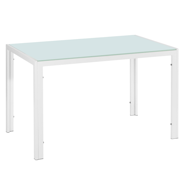  4人座桌腿框架一体 钢化玻璃铁管 方形桌腿 餐桌 白色 120*70*75cm N201（替换编码：76168358）-1