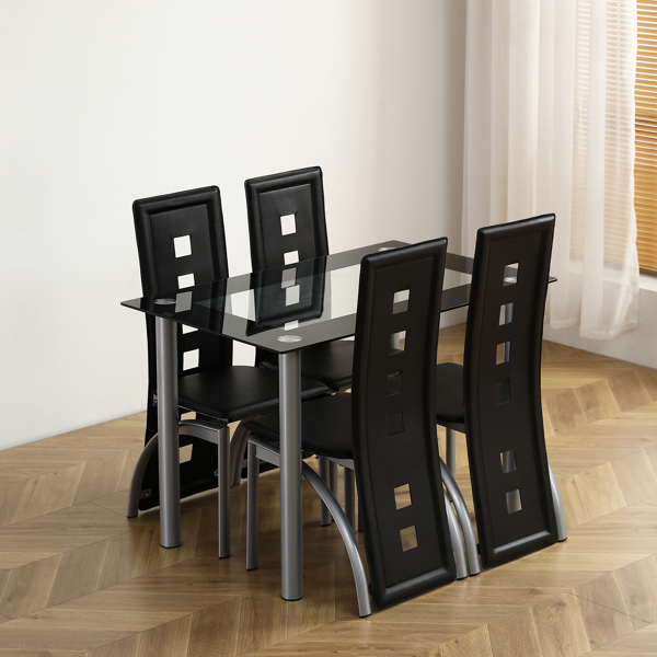 110CM黑清色餐桌套装（本产品将拆分成两个包裹）桌腿为银色，(替换编码82947862)-3