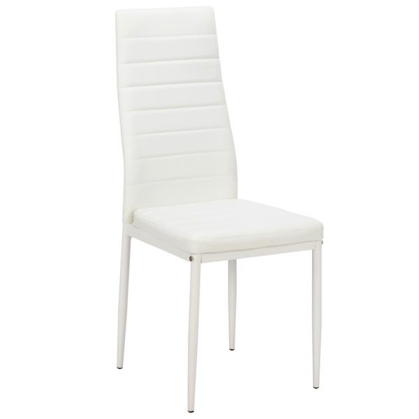 4pcs 高靠背横线餐椅 白色 + 简易餐桌玻璃桌面120*70*75CM 白色 餐桌椅套装（替换编码：76402543）-17