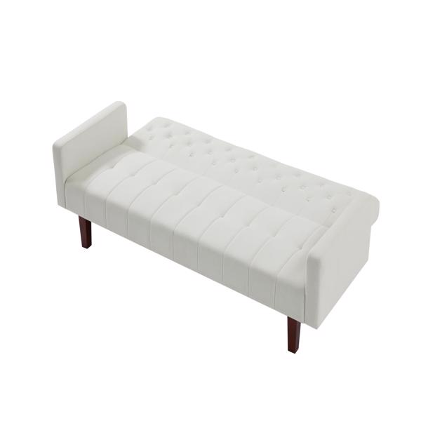米色，亚麻布，可转换双人折叠客厅沙发床（桉木框架）-10