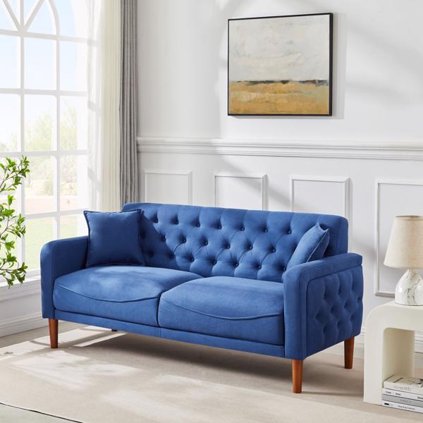 77.95“海绵软垫沙发-蓝色（实木腿可拆卸）-2