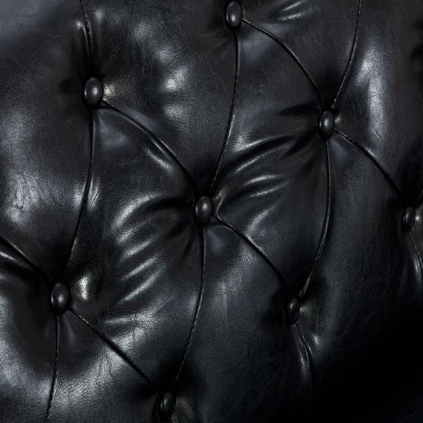 黑色Pu皮革海绵拉扣沙发，室内沙发，实木框架，木脚可拆卸-23