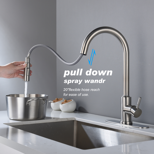 用下拉式喷雾器触摸厨房水龙头Touch Kitchen Faucet with Pull Down Sprayer-Brushed Nickel-5