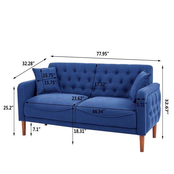 77.95“海绵软垫沙发-蓝色（实木腿可拆卸）-9