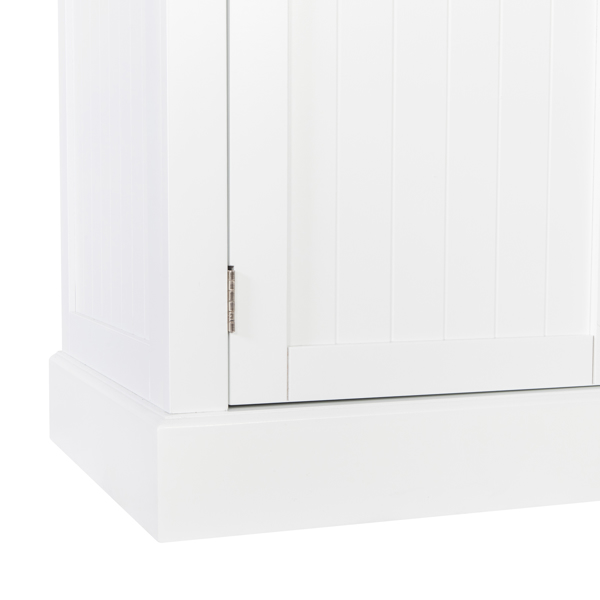  竖纹 油漆面密度板 白色 上下双开门 中间单抽 木制衣柜 N201-11