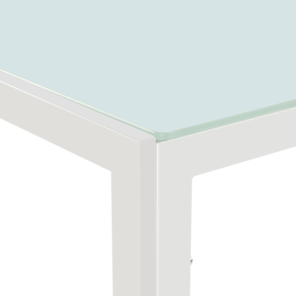 4人座桌腿框架一体 钢化玻璃铁管 方形桌腿 餐桌 白色 120*70*75cm N201（替换编码：76168358）-2