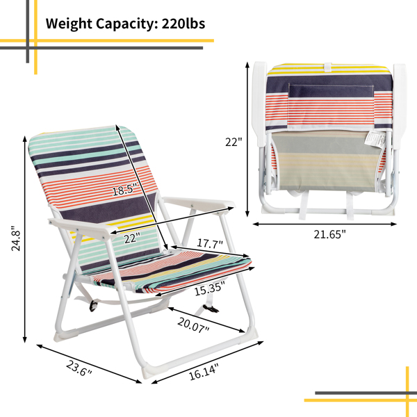  彩色 沙滩椅 牛津布  白色铁框架 小尺寸   56*60*63cm 100kg N001  -5
