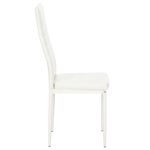 4pcs 高靠背横线餐椅 白色 + 简易餐桌玻璃桌面120*70*75CM 白色 餐桌椅套装（替换编码：76402543）-14