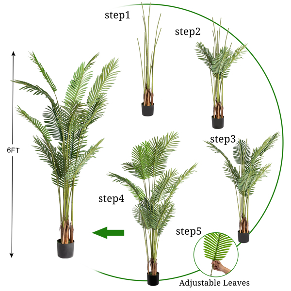  6FT 绿色 16叶  棕榈树 塑料 仿真树 S001-3