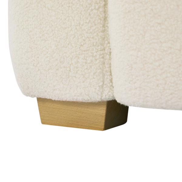(Beige) Wide Square Arm Teddy Velvet Rectangular Sofa, 2 Pillows-13