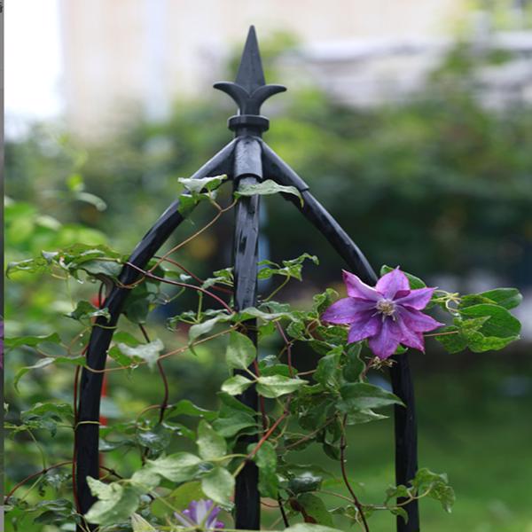 6.2英尺花园方尖碑格子架，轻型防锈塑料涂层金属高塔格子架，用于攀援玫瑰花或藤蔓植物，黑色-3