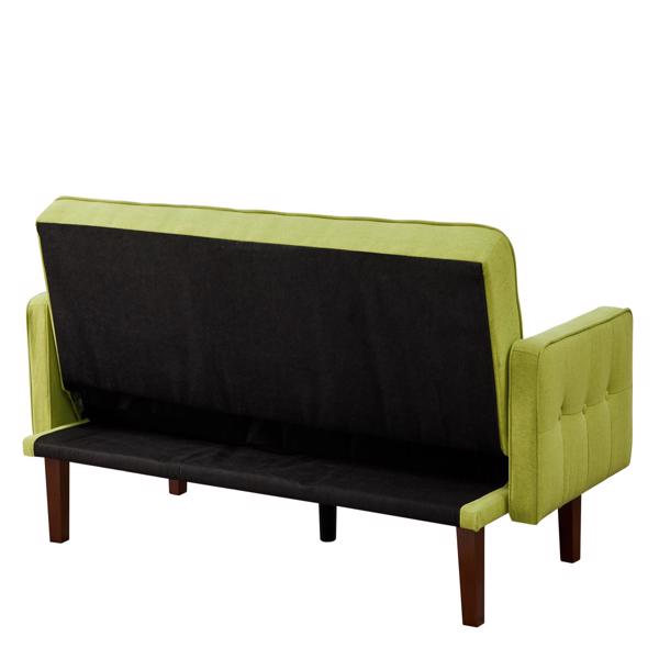 绿色，亚麻布被褥沙发床 73.62 英寸布艺软垫可转换沙发床，简约风格，适用于客厅、卧室。-21