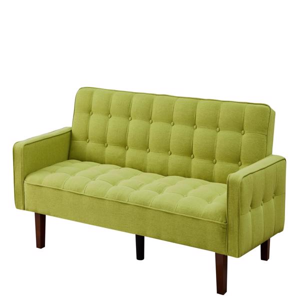绿色，亚麻布被褥沙发床 73.62 英寸布艺软垫可转换沙发床，简约风格，适用于客厅、卧室。-15