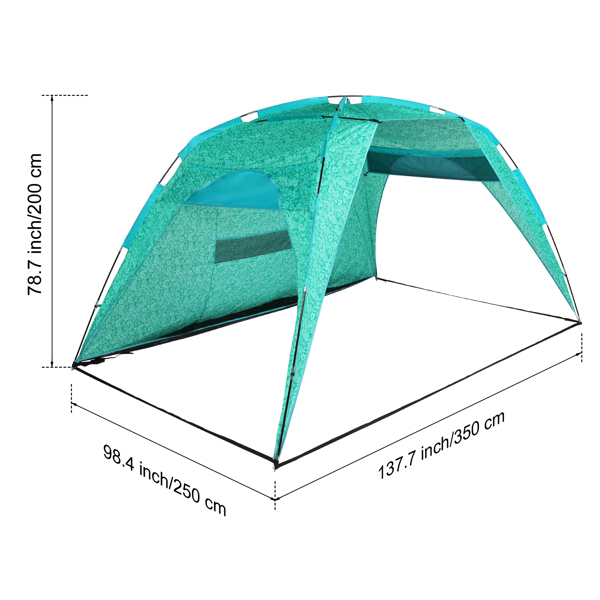  350*250*200cm 花色 沙滩遮阳篷 纤维杆 涤纶布 方形 N001-28