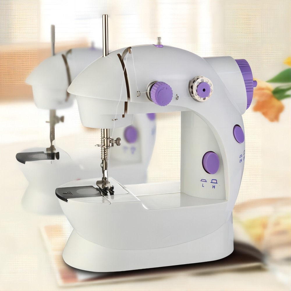 Sewing Machine Process Sewing Machine Portable Household Electric Small Desktop Multifunctional Sewing Machine Manual Sewing Machine White Deep Purple（2 sets）