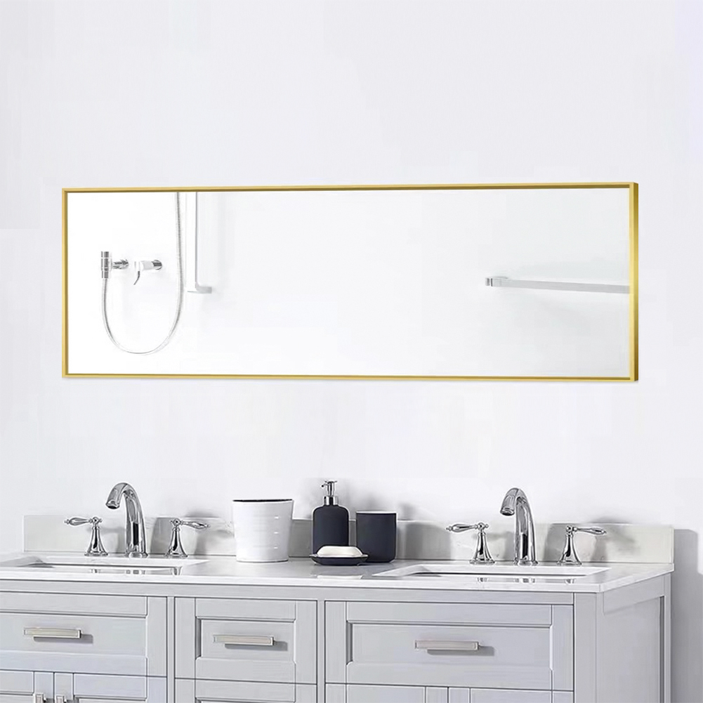 Full Length Mirror Floor Mirror Hanging Standing or Leaning, Bedroom Mirror Wall-Mounted Mirror with Gold Aluminum Alloy Frame，59" x 15.7"