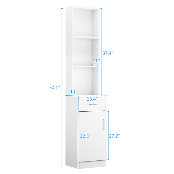 白色 浮雕三胺面密度板 一门 一抽 三格 高柜 浴室立柜 N201-3