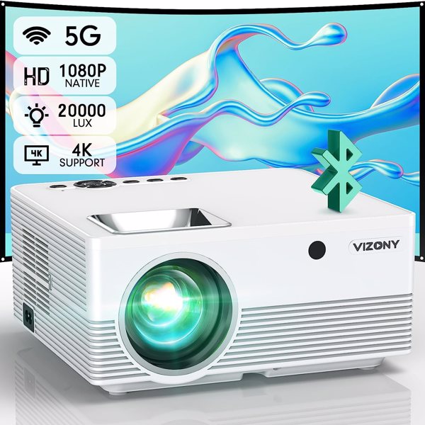 VIZONY SQ6 1080P投影仪 300ANSI 5G WIFI+BT 白 (FBA 发货，周末不发货)-1