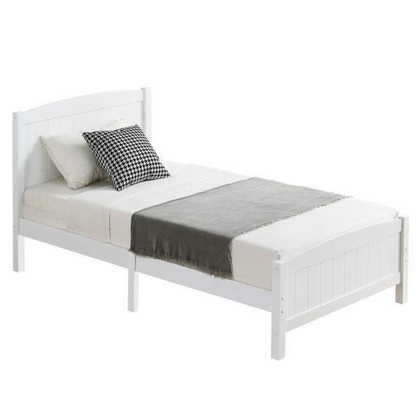  单层芯板竖条纹全板弧形床头带同款床尾 白色 Twin 木床 松木 N201 美国（替换编码：58465471）-14