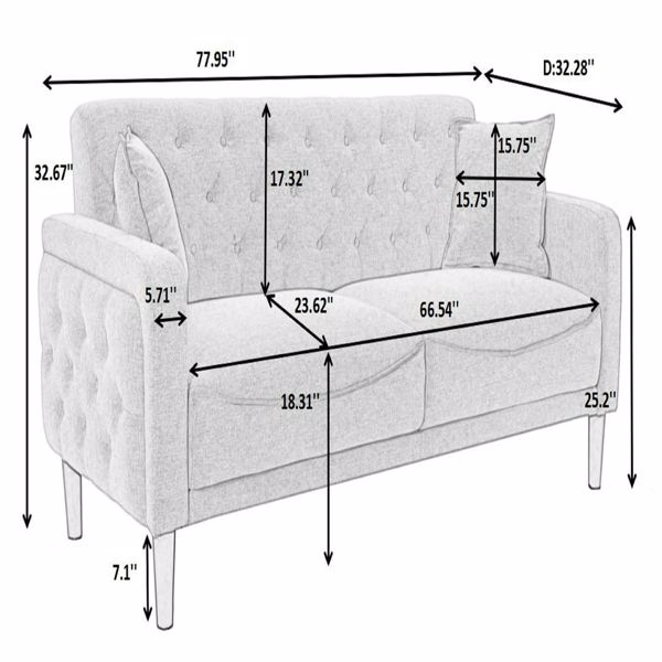 米色泰迪绒海绵拉扣沙发，室内沙发，实木框架，木脚可拆卸-8