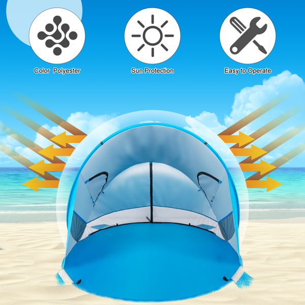  221*160*118cm 蓝白色 沙滩遮阳篷 纤维杆 涤纶布 船形 N001-22