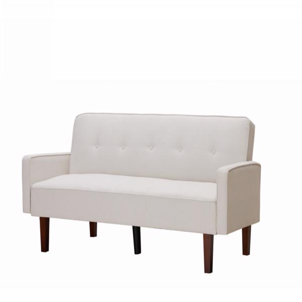 米白色沙发床，现代亚麻沙发，带扶手的可转换睡床沙发，实木脚和塑料中脚-7