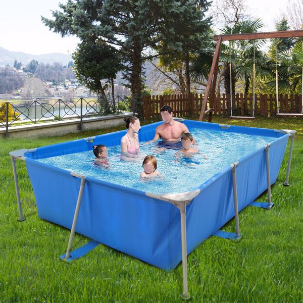 金属框架矩形便携式游泳池简易安装游泳池家庭-2