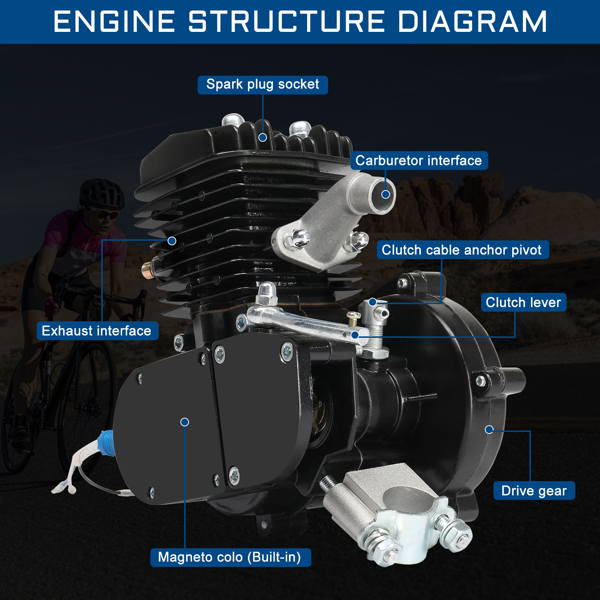  80cc 黑色 自行车改装件 2.20kW 6000r/min 最大速度38km/h 含仪表 N001-11