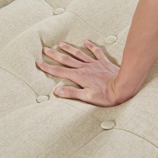 米色，亚麻布被褥沙发床 73.62 英寸布艺软垫可转换沙发床，简约风格，适用于客厅、卧室。-5