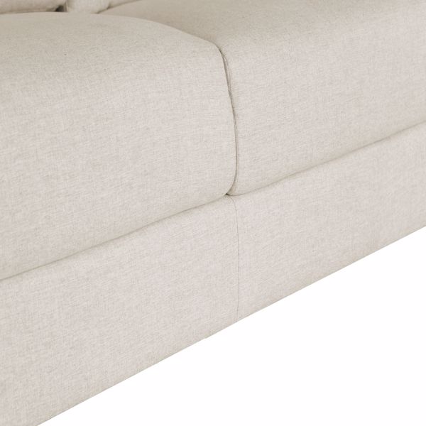 米白色麻布，三人室内沙发，带两个抱枕，实木框架，塑料脚-7