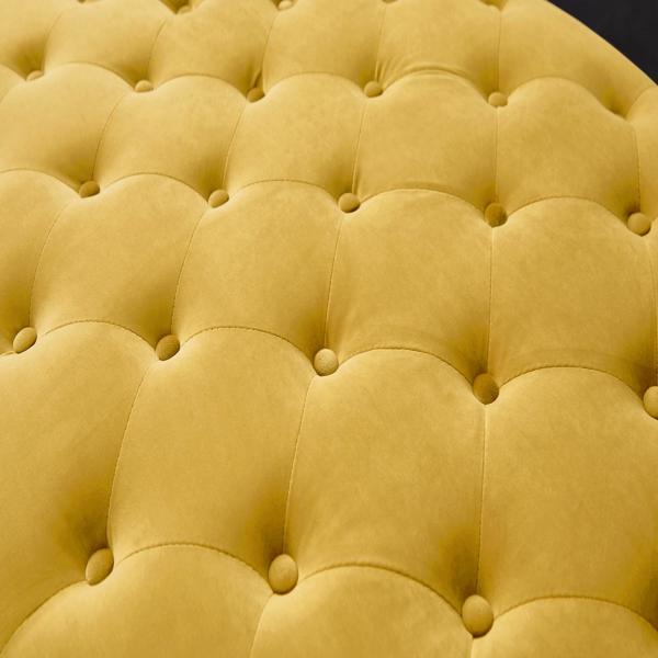黄色，实木腿天鹅绒长方形沙发凳，附带圆柱形抱枕-6