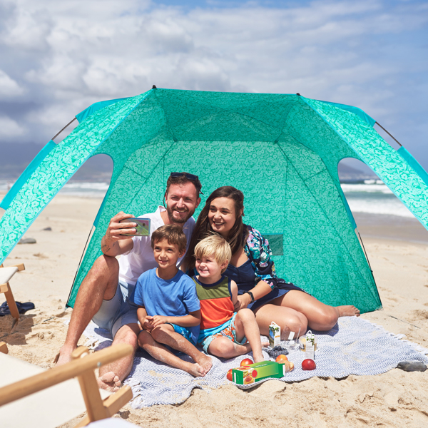  350*250*200cm 花色 沙滩遮阳篷 纤维杆 涤纶布 方形 N001-39