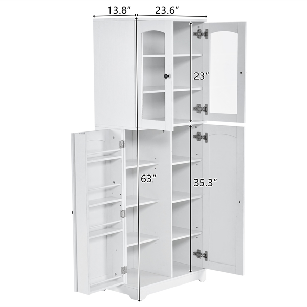  可调节隔板 刨花板三胺贴面 亚克力门 餐边柜 60x35x160cm 白色 简约 N101 美国-9
