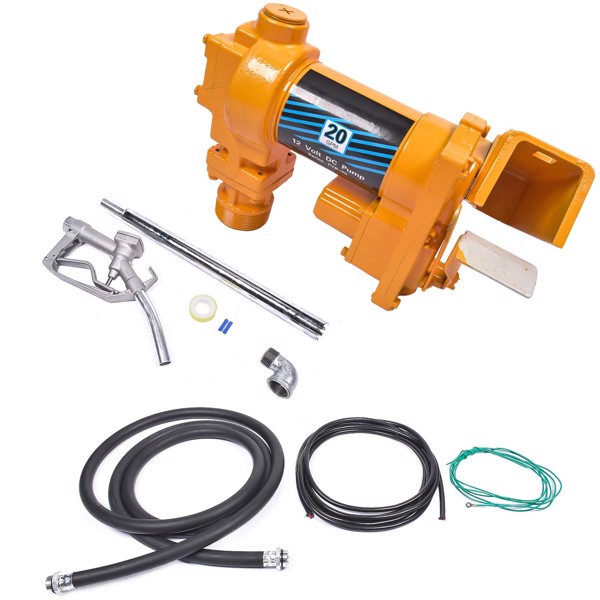 油泵 20GPM 12V Fuel Transfer Pump with Nozzle Kit for Transfer of Gasoline Diesel Fuel-4