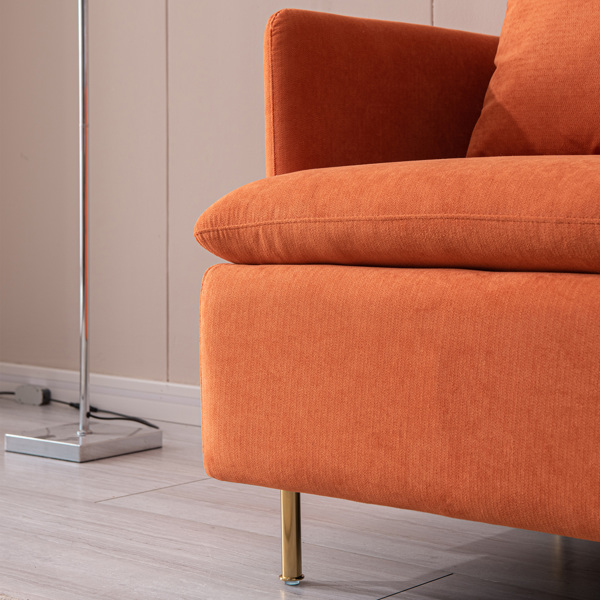 现代软垫单沙发椅子,橙色，会客沙发 ，咖啡大堂沙发、棉亚麻30.7”-9