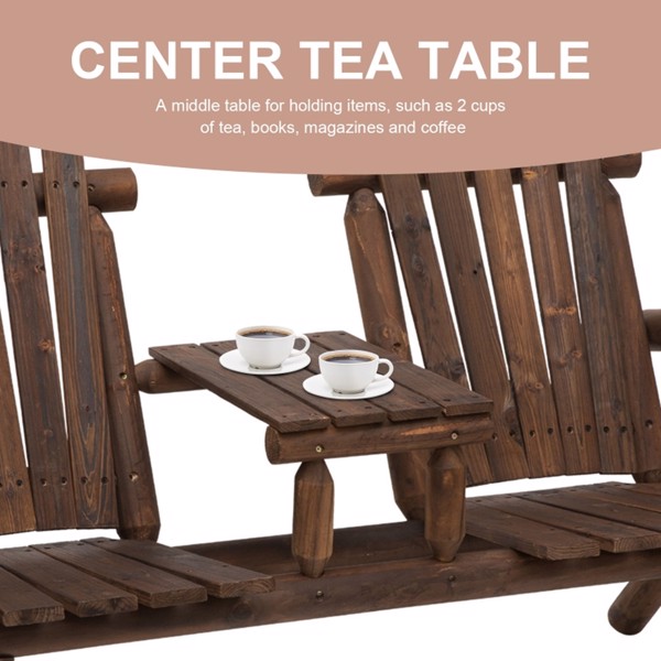 带中央咖啡桌的木制露台椅凳-14