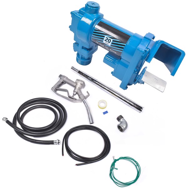 油泵 20GPM 12V Fuel Transfer Pump with Nozzle Kit for Transfer of Gasoline Diesel Blue-5